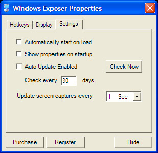 WinExposer
configuration screen
3