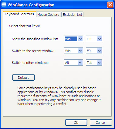 WinGlance configuration screen
1